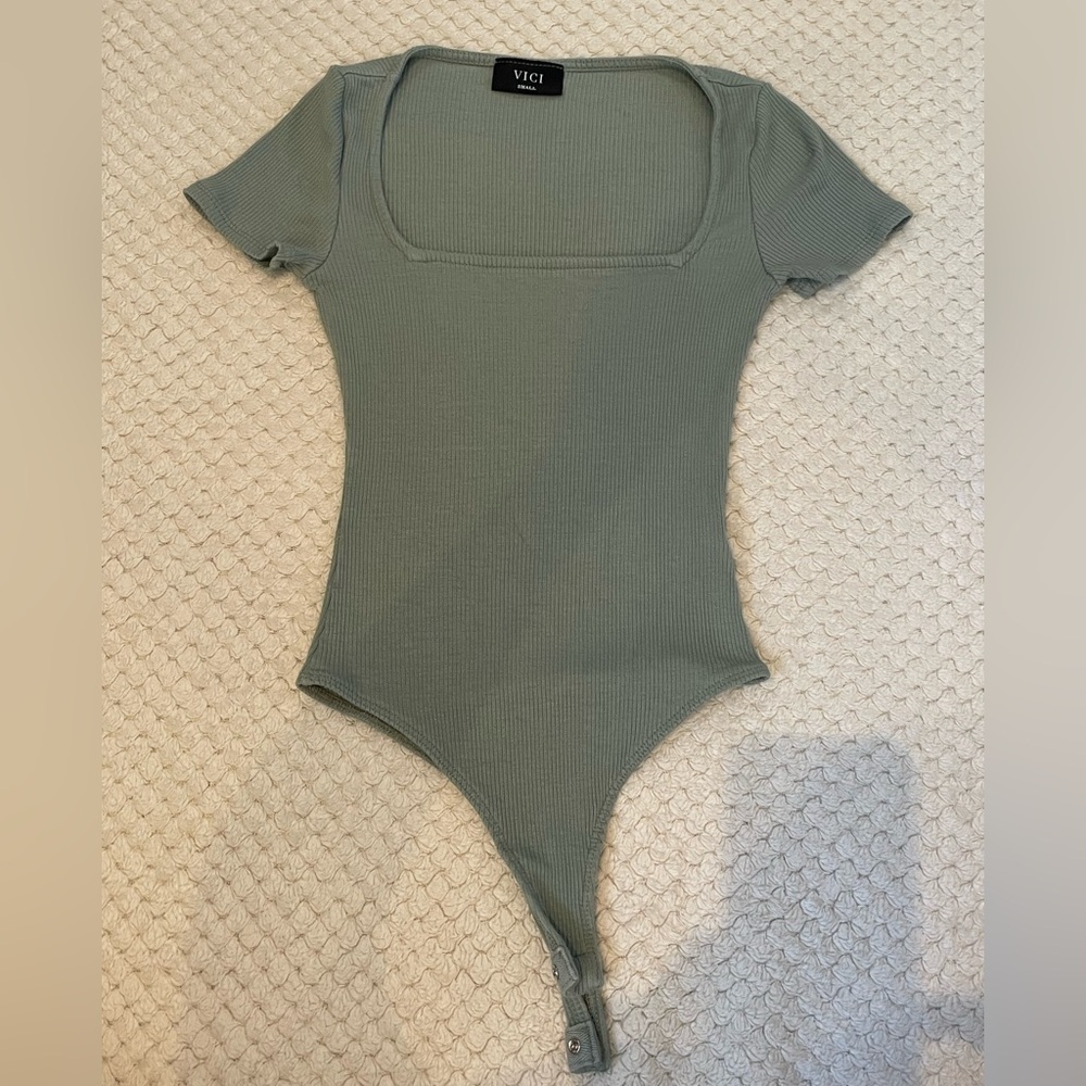 Vici Olive Ribbed Bodysuit